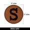 Letter S Uppercase Cute Typewriter Font Round Iron-On Engraved Faux Leather Patch Applique - 2.5"